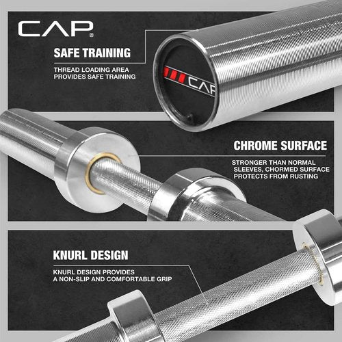 CAP Barbell 2' Solid Olympic Dumbbell Handle, No Collars, Chrome (New Version)