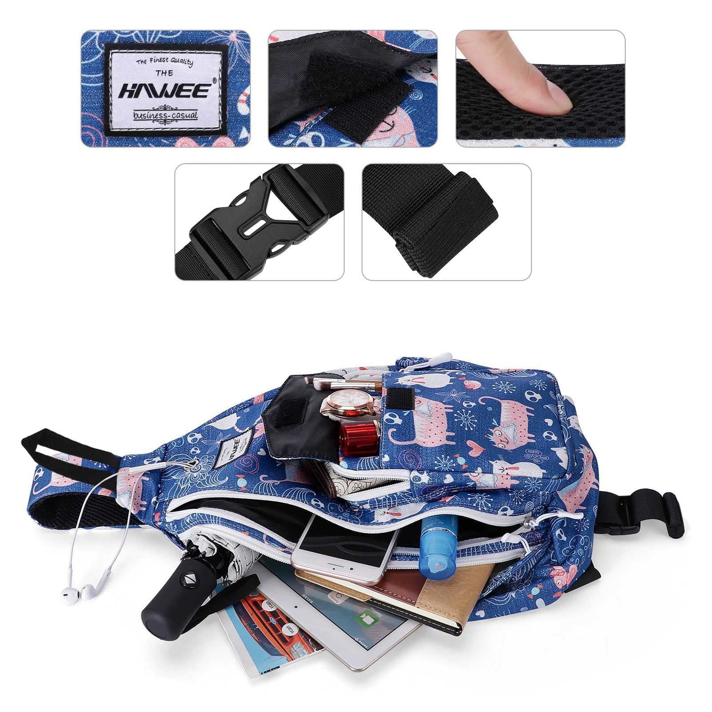 HAWEE Hiking Crossbody Bags for Women One Shoulder Strap Adjustable Sling Backpack