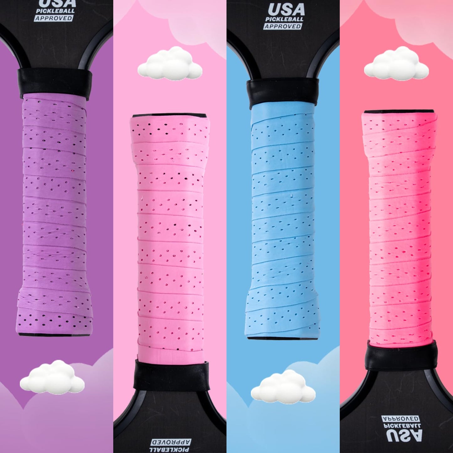 Padclash Pickleball Paddle Overgrip, 6-Pack Pickleball Paddle Grip Tape, Precut Perforated, Max Tacky & Sweat-Absorbing - Non-Slip Grip for Enhanced Control