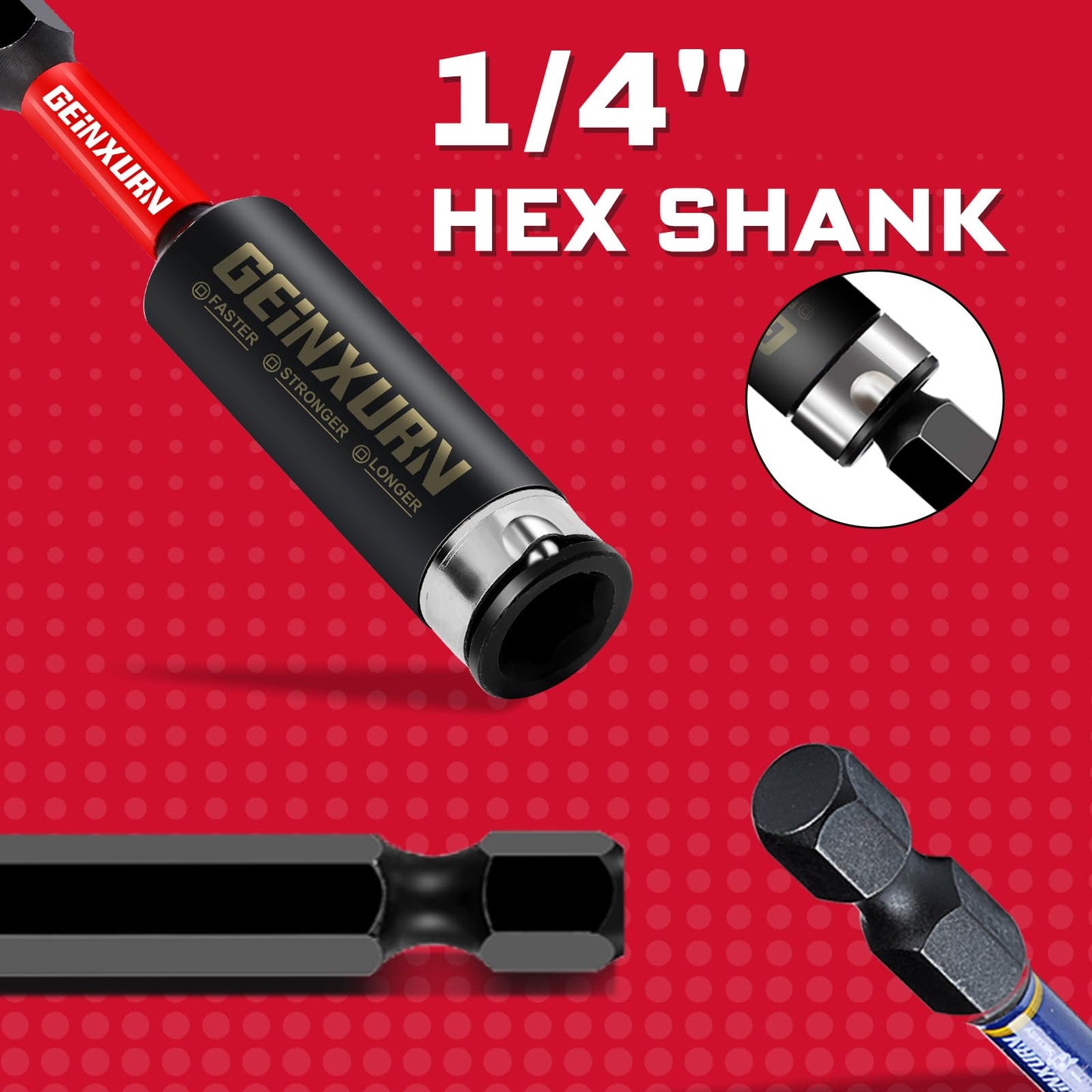 Geinxurn 1Pcs Impact Magnetic Screwdriver Bit Holders, 12Inches Extension Socket Drill Bit Holder S2 Alloy Steel Hex Shank Quick-Change Drill Bit Guide