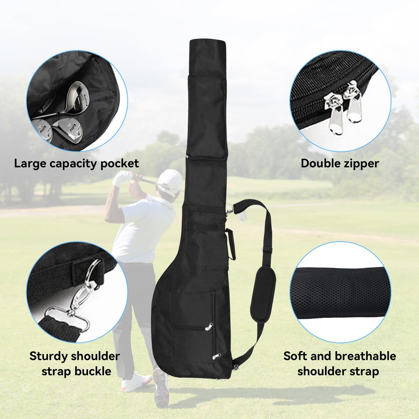 Lightweight Golf Bag, Moreen Golf Sunday Bag, Collapsible Waterproof Small Golf Bag for Men/Women(Black)