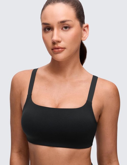 CRZ YOGA Sports Bra - Butterluxe Adjustable Wide Strap with Padded Scoop Neck | Square Back Design