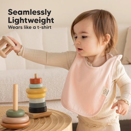 KeaBabies 8-Pack Baby Bibs - Soft & Absorbent Organic Cotton for Drooling & Teething | Long Torso Coverage (Dahlia)
