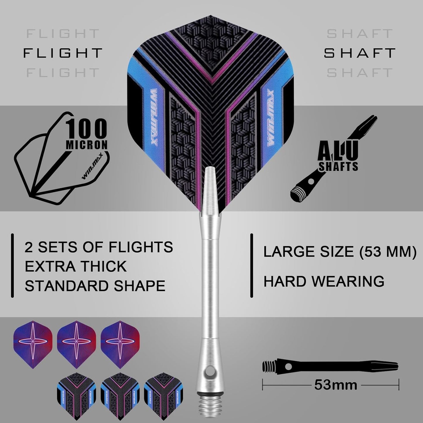 WIN.MAX Darts Metal Tip Set - Professional 90% Tungsten Steel Darts, 20-28 Grams, Includes Extra Flights