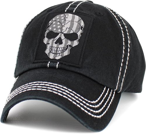 KBETHOS Distressed Skull & Free Spirit Hat - Adjustable Washed Cotton Trucker Cap