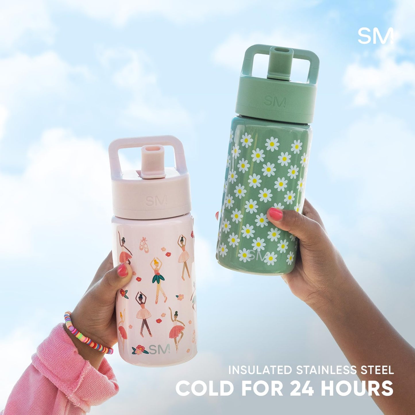 Simple Modern Kids Water Bottle with Straw Lid | 14oz Insulated Stainless Steel Kids Tumbler & Spill Proof Toddler Cup for School, Girls, Boys | Summit | Farm Animals