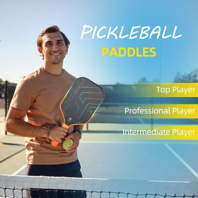 Pickleball Paddles, T700 Carbon Fiber Pickleball Paddle with PP Honeycomb Core 16mm Thickness, Enhanced Shock Absorption for Ultimate Spin & Consistency