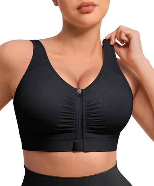 FeelinGirl Zip Front Closure Bra - No Underwire Compression Design | Adjustable Straps for Post Surgery Comfort