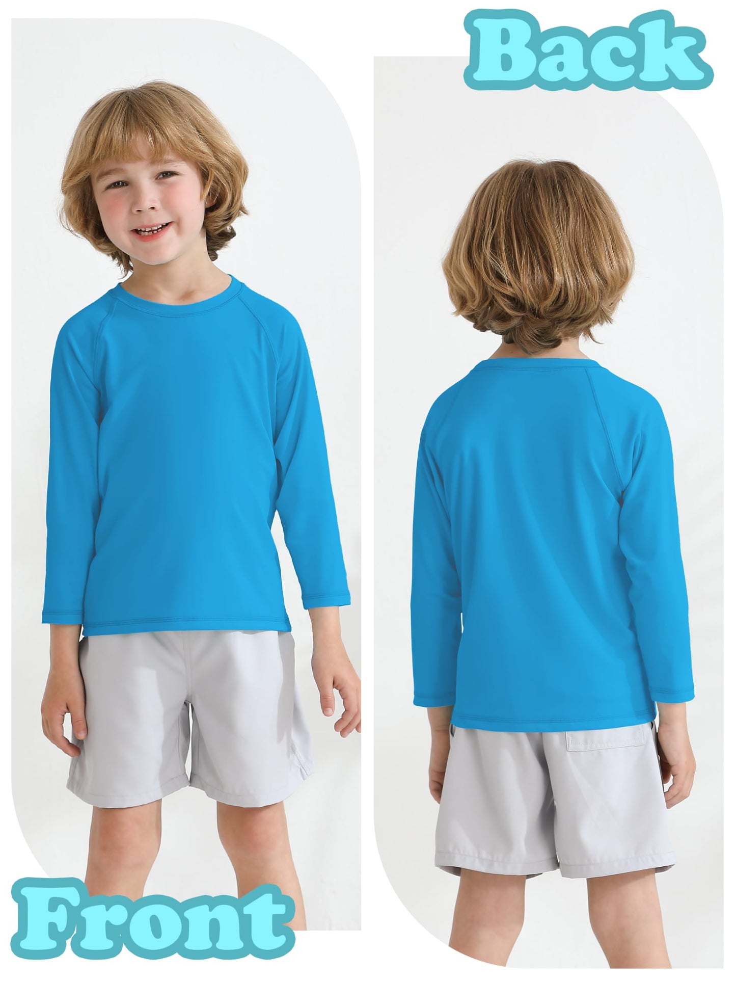 Cooraby Baby and Toddler Boys' Long-Sleeve Rash Guard Kids Sun Protection Swimwear Toddler Boys' Swim Shirt UPF 50+ Blue