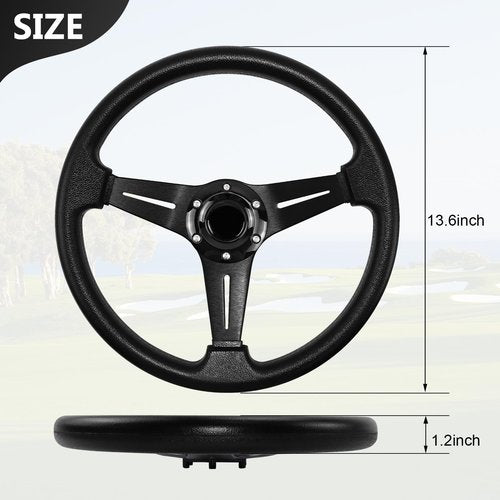 LOSCHEN Golf Cart Steering Wheel Universal Design for Club Car Ds and Precedent EZGO RXV & TXT, for Yamaha Golf Cart Steering Wheel-Black Strip