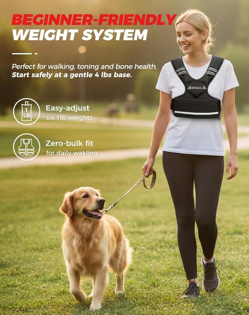 BAGAIL Adjustable Weighted Vest - Comfortable X-Shape & U-Neck Design | 4-32lb with 6 Removable Weights