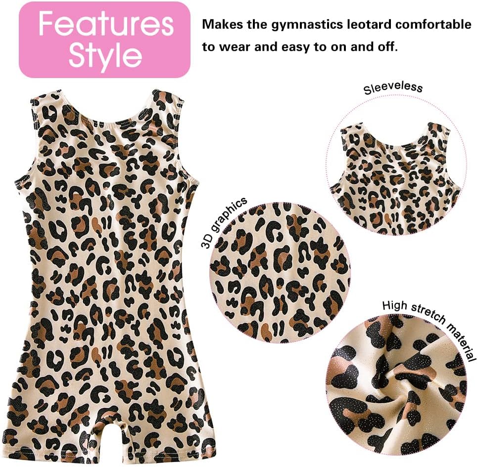 Uideazone Gymnastics Leotards for Girls - Sparkly Ballet Unitard with Shorts | Toddler Sizes 2-9T