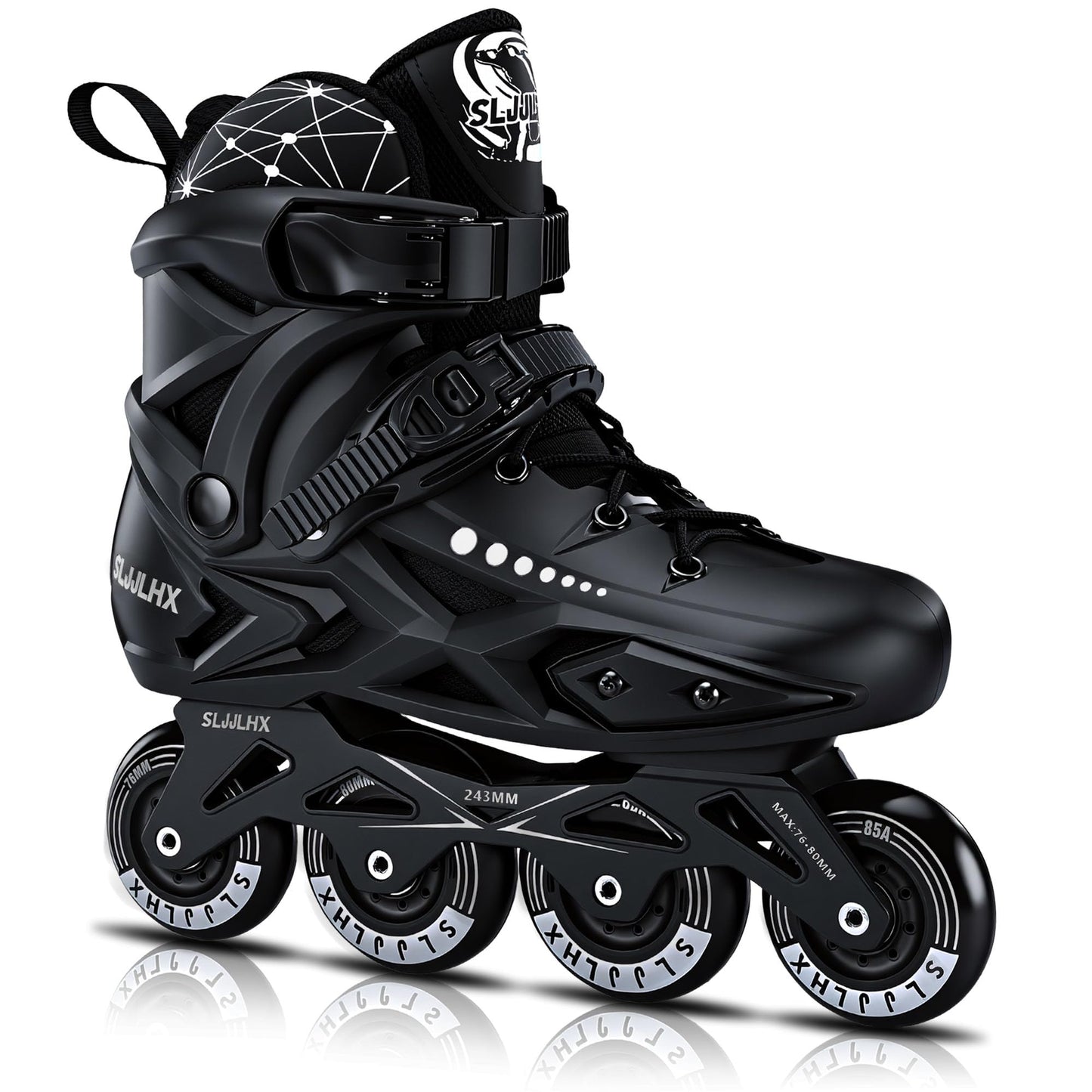 Inline Skates for Men Women,Performance Fitness Roller Skates Blades Adult Male Female, Comfortable Breathable Racing Skates with Washable Lining, Beginner Unisex,Outdoor/Indoor,Black