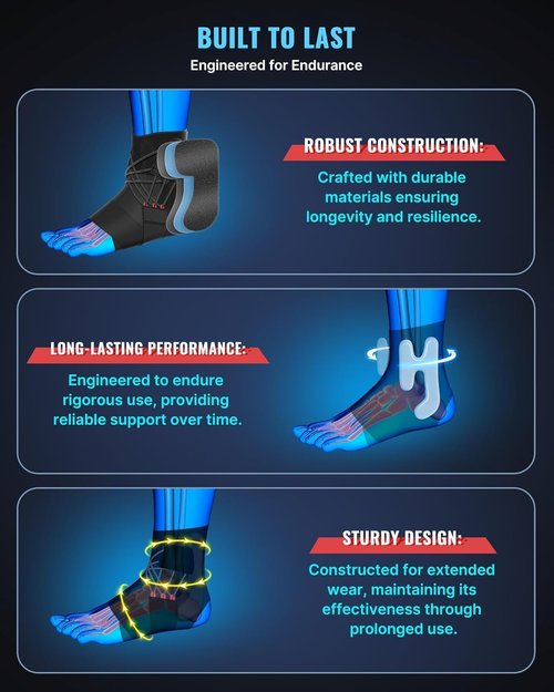 Fit Geno Ankle Brace for Sprained Ankles - Adjustable Breathable Support with Quick-Release Straps for Pain Relief and Swelling Reduction for Men and Women (Left M/L, Ankle size 9''-9.8'')