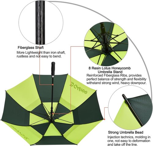 G4Free Golf Umbrella - Extra Large 72 Inch Double Canopy | Windproof & Waterproof Design