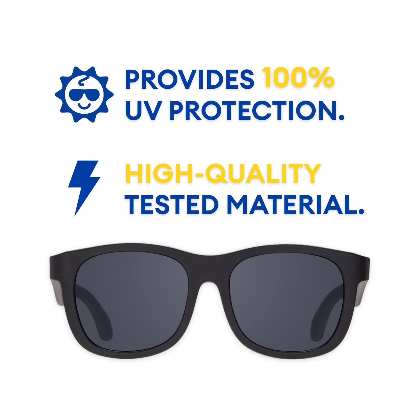 Babiators Baby Navigators - Original Jet Black Kid's Sunglasses | UV Protection, Ages 0-1 | Babies & Toddlers | UV Protection, Durable, Bendable, and Baby Proof
