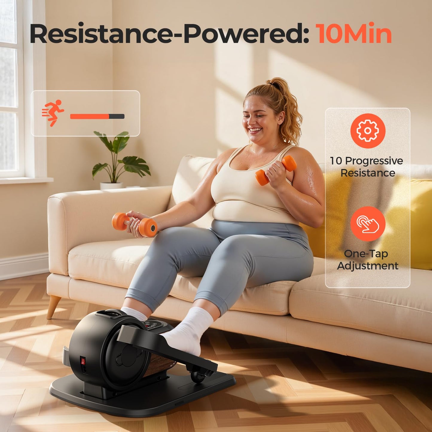 Under Desk Elliptical Machine,Motorized Elliptical for Seniors Fully Assembled with Remote Control, Compact and Portable,Dark Gray