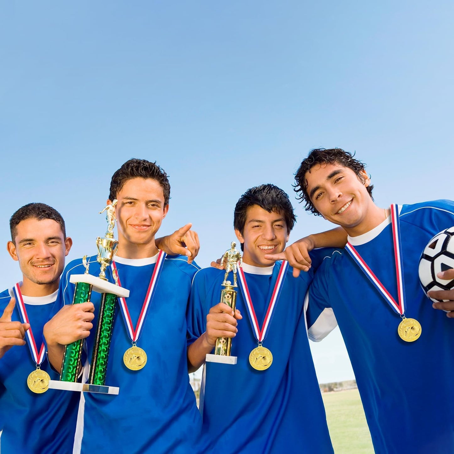 SOKOSEY 12 Packs Soccer Medals, 2 Inches Metal Gold Award Medals for Sports Soccer Games and Prizes Awards Party Favors
