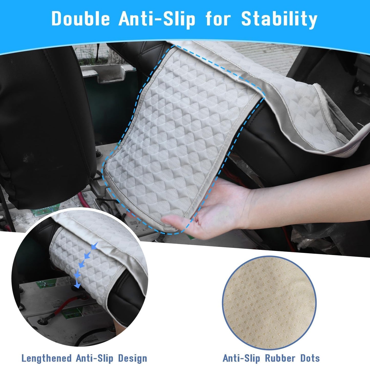 LEAPGOMAX Golf Cart Seat Covers Cooling Ice Silk Golf Cart Seat Blanket for EZGO TXT RXV/Club Car DS Precedent Front Seat 4 Pockets Seat Blanket for 2-Person Seats, Keeps Seat Cool and Clean Gray