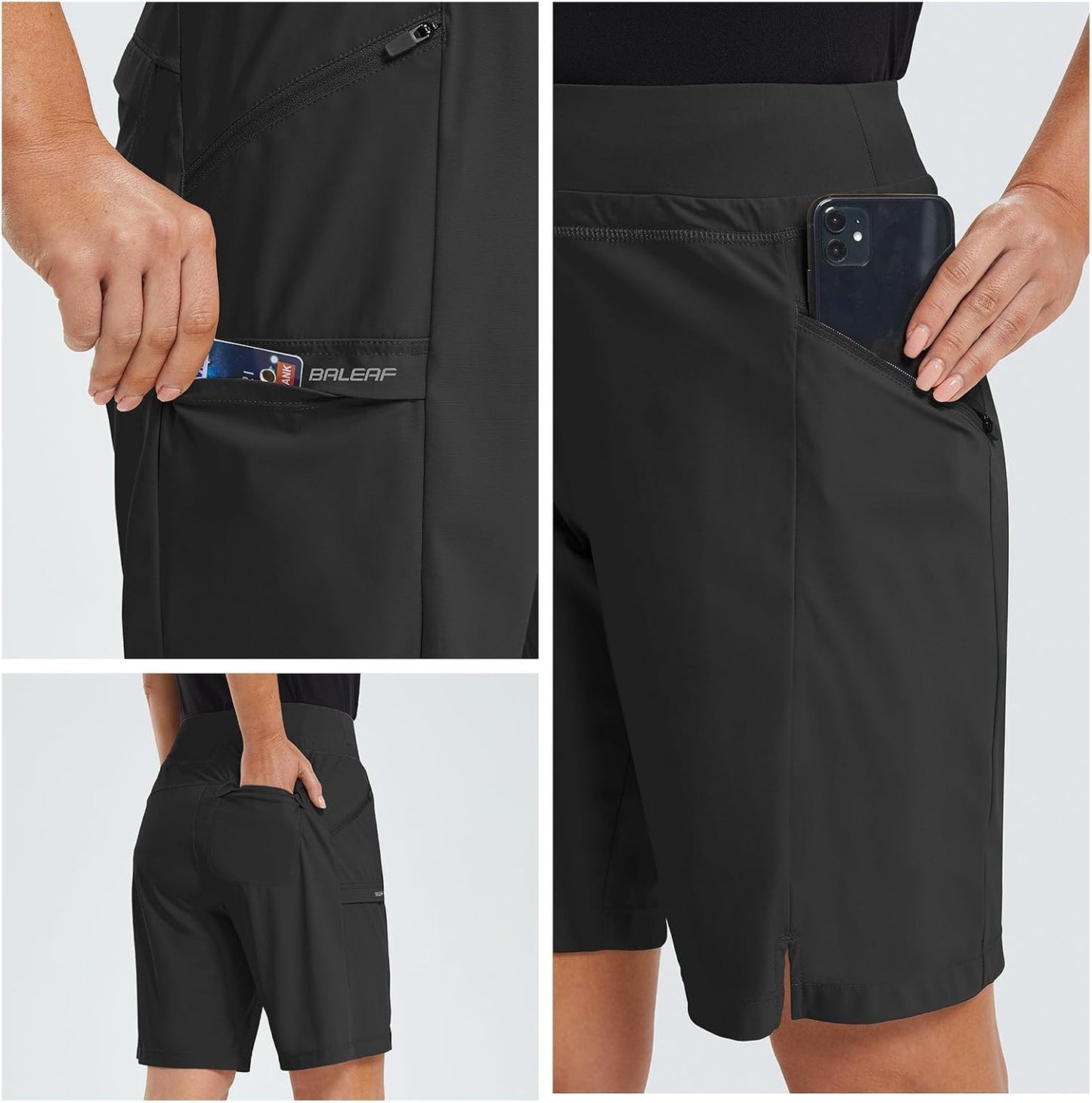Baleaf Women's Hiking Shorts - Quick-Dry Bermuda Cargo for Curvy Figures | 9"/11" Lightweight with Pockets