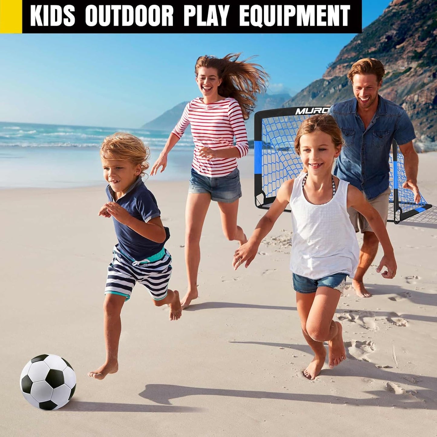 Soccer Goal | Skiennix Kids Soccer Goals Set - 2 Pack Portable Pop-Up Nets with Ball & Cones for Youth Training