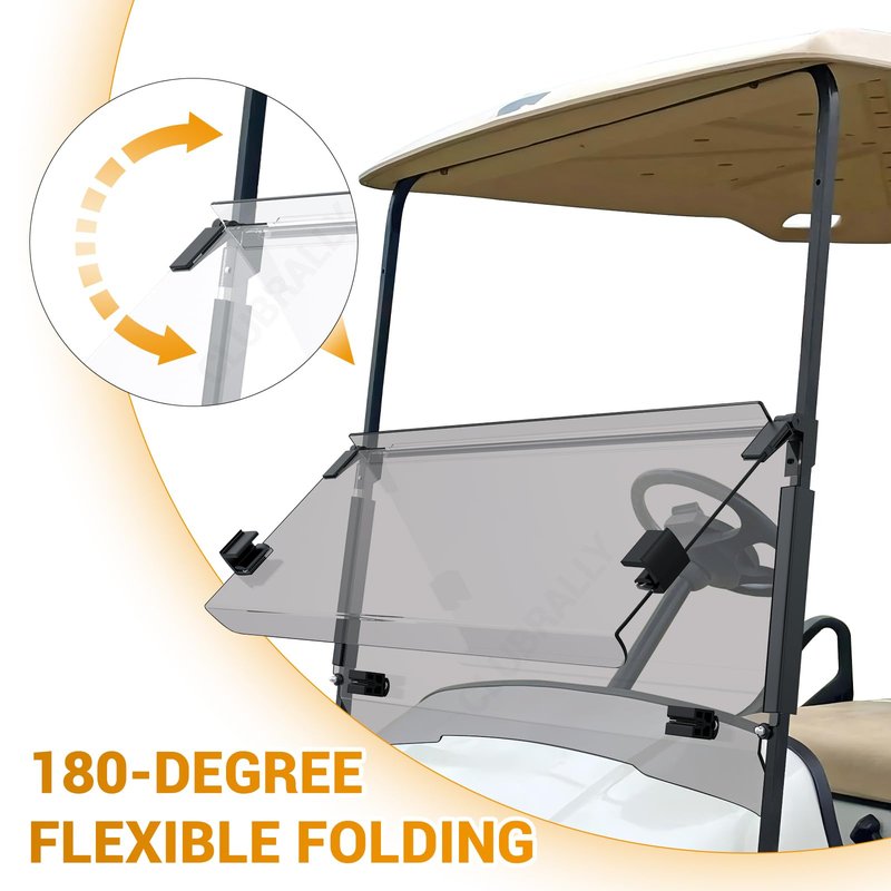 CLUBRALLY Golf Cart Windshield, Fold Down and Anti-UV Windshield Kit for 1995-2013 EZGO TXT/ DCS/ PDS Golf Cart, 40.6"W X 33"H, Tinted