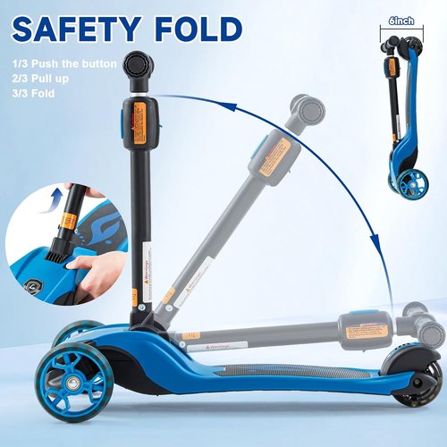 GLAMUP Kids Scooter - 2-in-1 Folding Kick Scooter with Adjustable Height & Safety Lock | For Ages 3-14