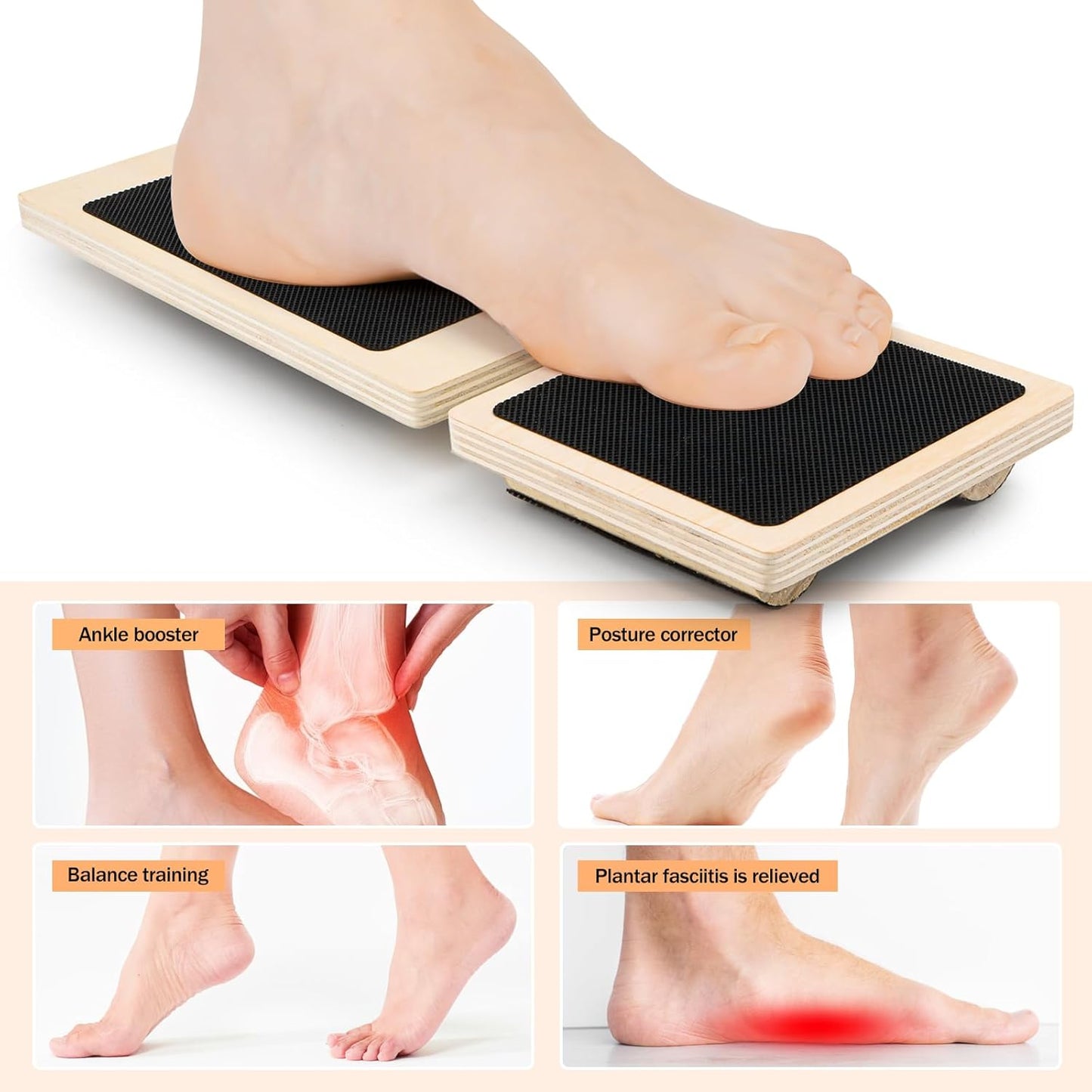 Skiennix Ankle Strengthener | Non-Slip Wood Balance Board for Sprained Ankle & Plantar Fasciitis Relief