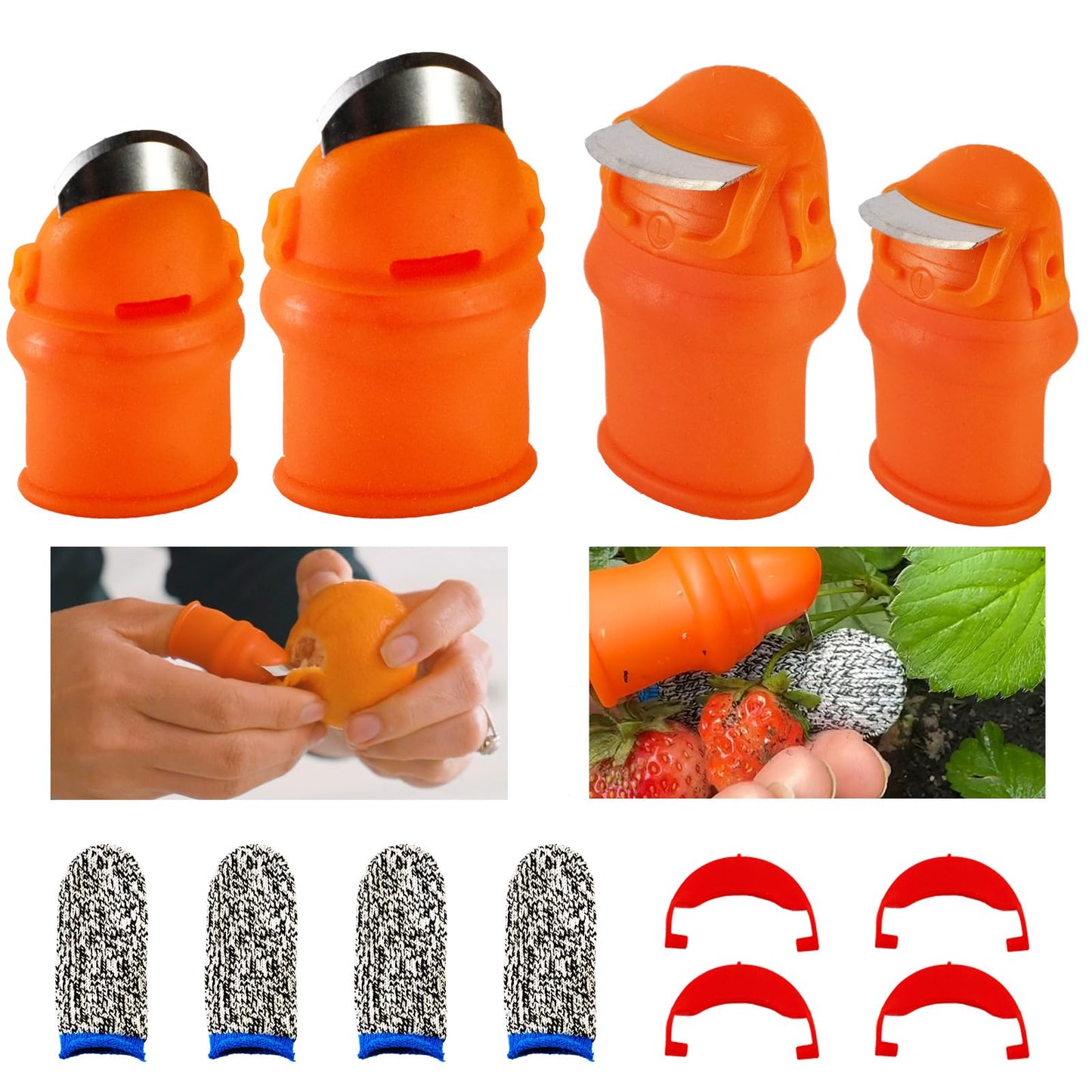 PUMBAA HOME 12 Pcs Gardening Thumb Knife Set, Finger Cutter with Anti-Cutting Finger Protector, Thumb Cutter for Vegetable Garden, Harvesting and Deadheading, Present for Gardeners