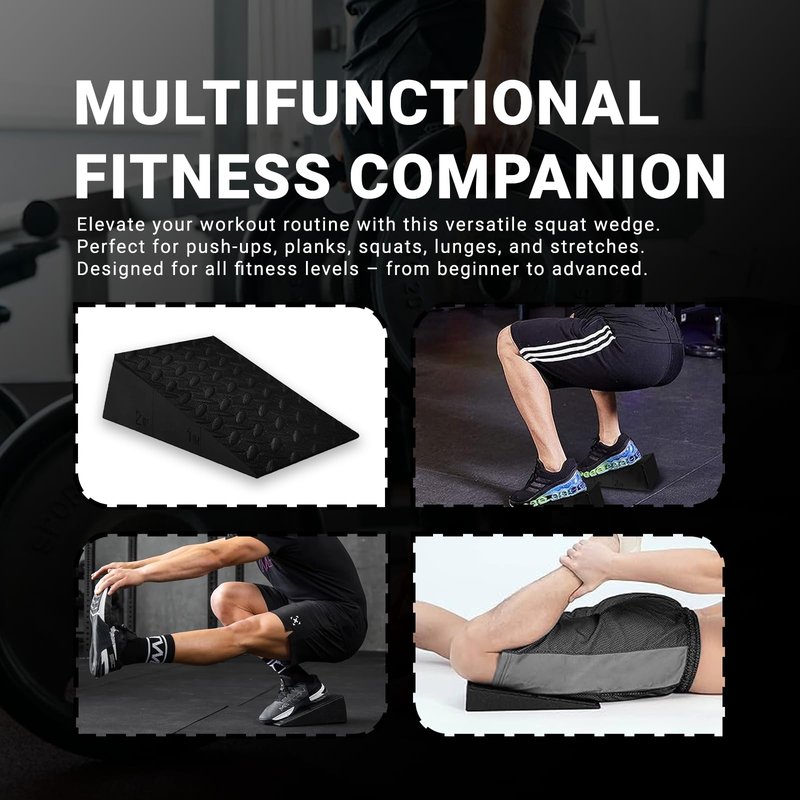Squat Wedge Block for Heel Elevated Squat 2 Pcs Set, Improve Mobility Balance and Strength Performance Weightlifting Calf Stretcher Slant Board for Squat