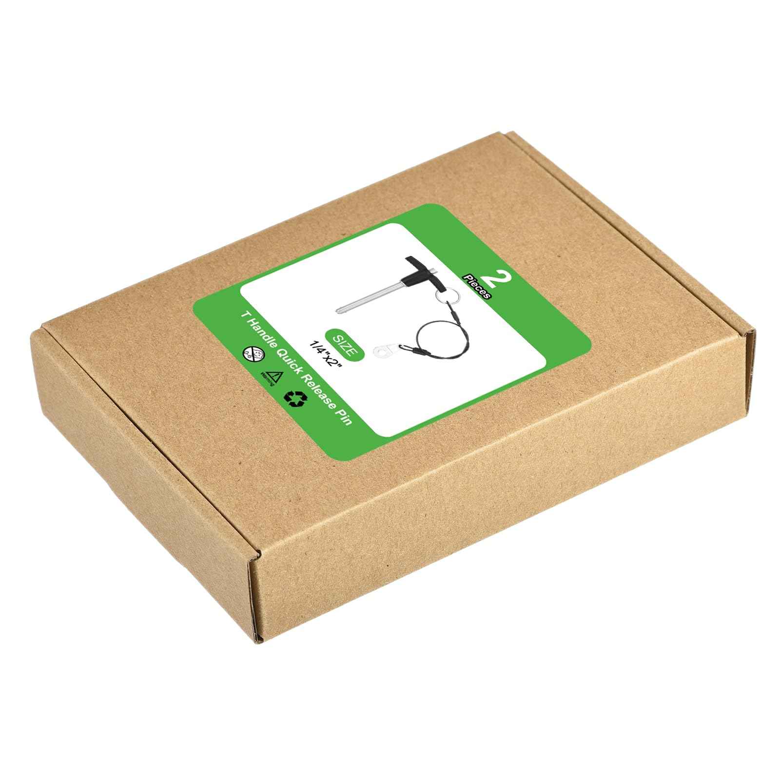 uxcell 2 Pcs T Handle Quick Release Pin, 1/4" x 2"(Dia. x L) 304 Stainless Steel Push-Button Quick Release Pin with Lanyard Cable for Audio Bimini Top Marine Hardware, Silver