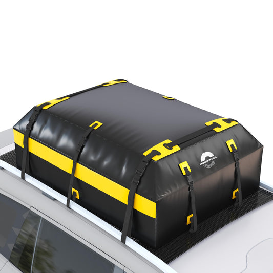 Rooftop Cargo Carrier Vehicle Soft-Shell Carriers, Heavy Duty Car Roof Bag Waterproof Without Rack, Car Topper Luggage Carrier-with 6 Hooks&Mat(19.4 Cuft)