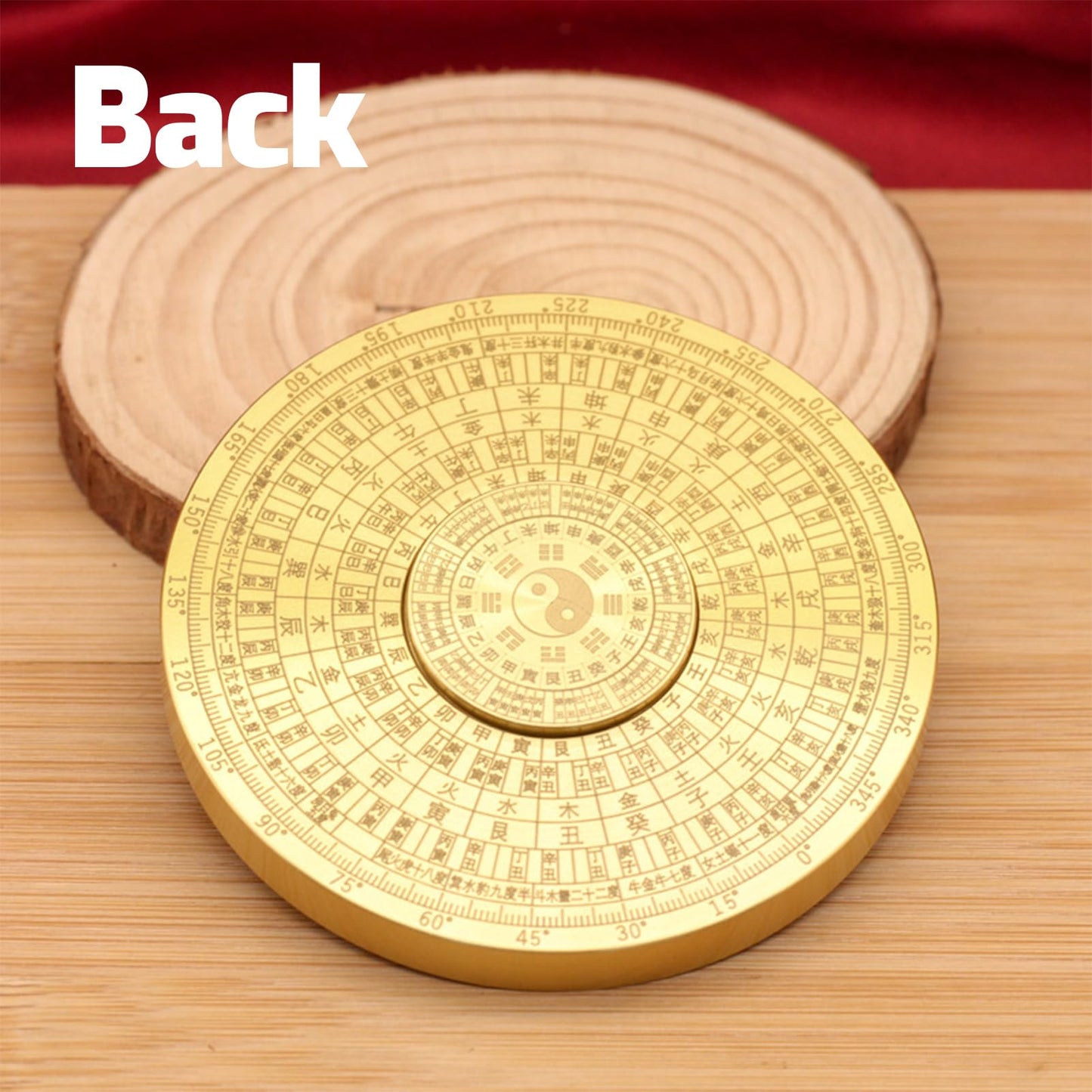 Mini Feng Shui Luo Pan Compass, Solid Brass Portable Bagua Compass with Rotating Function, Chinese Feng Shui Decor Amulet for Good Luck, Wealth, and Energy Balance