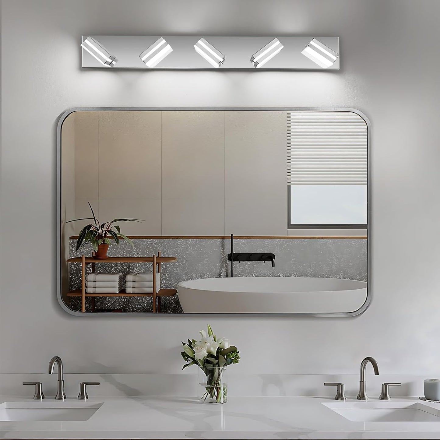3-Light Modern LED Bathroom Vanity Light Fixture - Black Metal & Acrylic, 16-inch Over Mirror Lighting