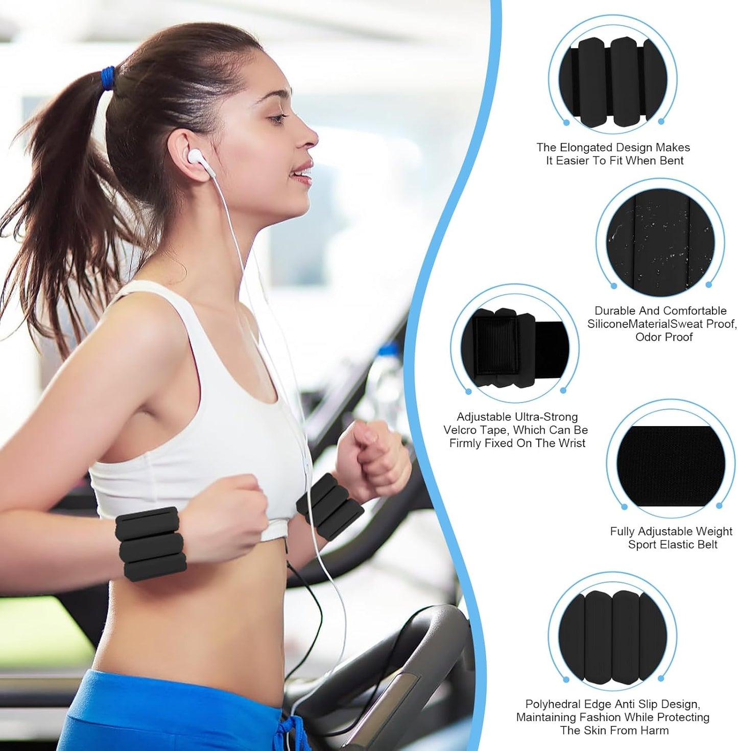 Skiennix Wrist Weights Set - Adjustable Arm & Leg Weights for Walking, Yoga, Gym | 2lb