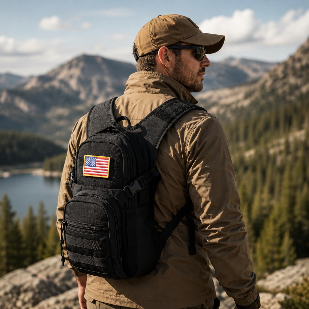 Hydration Backpack with 2L Water Bladder Tactical Molle Water Backpack for Men Women Hydration Pack for Hiking, Biking, Running and Climbing
