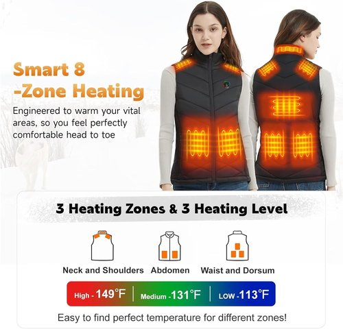 KOVNLO Heated Vest for Women - Smart Button Design with Battery Pack Included | Electric Heated Jacket