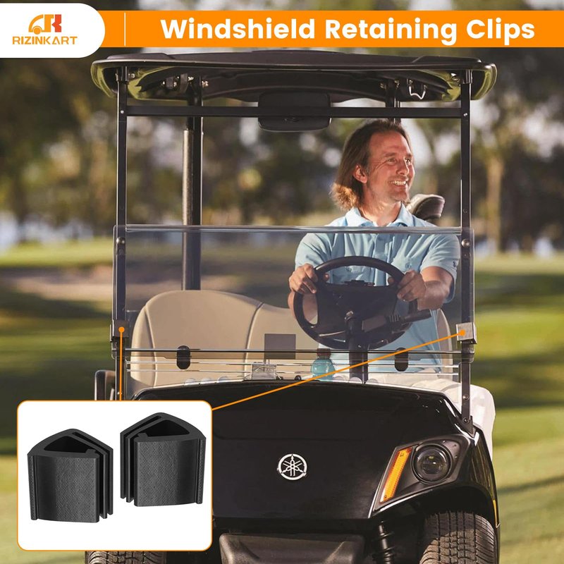 Rizinkart Golf Cart Windshield Retaining Clips Universal Fit EZGO TXT 2014+ ,Club Car, Yamaha,Upper Windshield Clips for 1'' × 1'' Tube