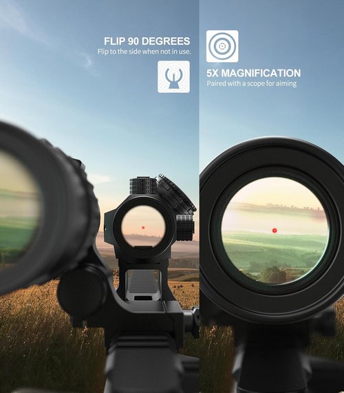 Feyachi M36 Red Dot Sight Magnifier - 1.5X to 5X Adjustable Optics with Flip to Side Mount