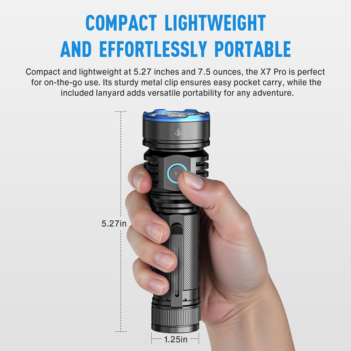 RECHOO Rechargeable Flashlight - Super Bright 7 LED, 3 Lighting Modes, Waterproof | Ideal for Home & Camping
