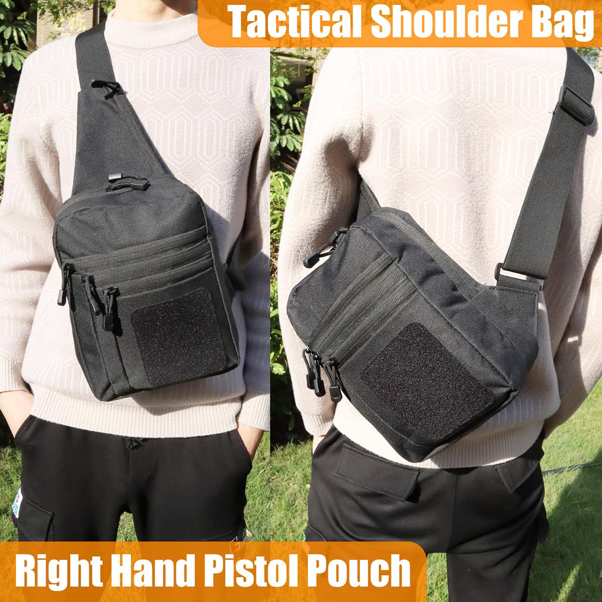 VTACOUTV Concealed Carry Gun Bag for Men & Women, Sling Pistol Bag for Handguns CCW Shoulder Bag Tactical Crossbody Chest Pack Range Bags with Holster