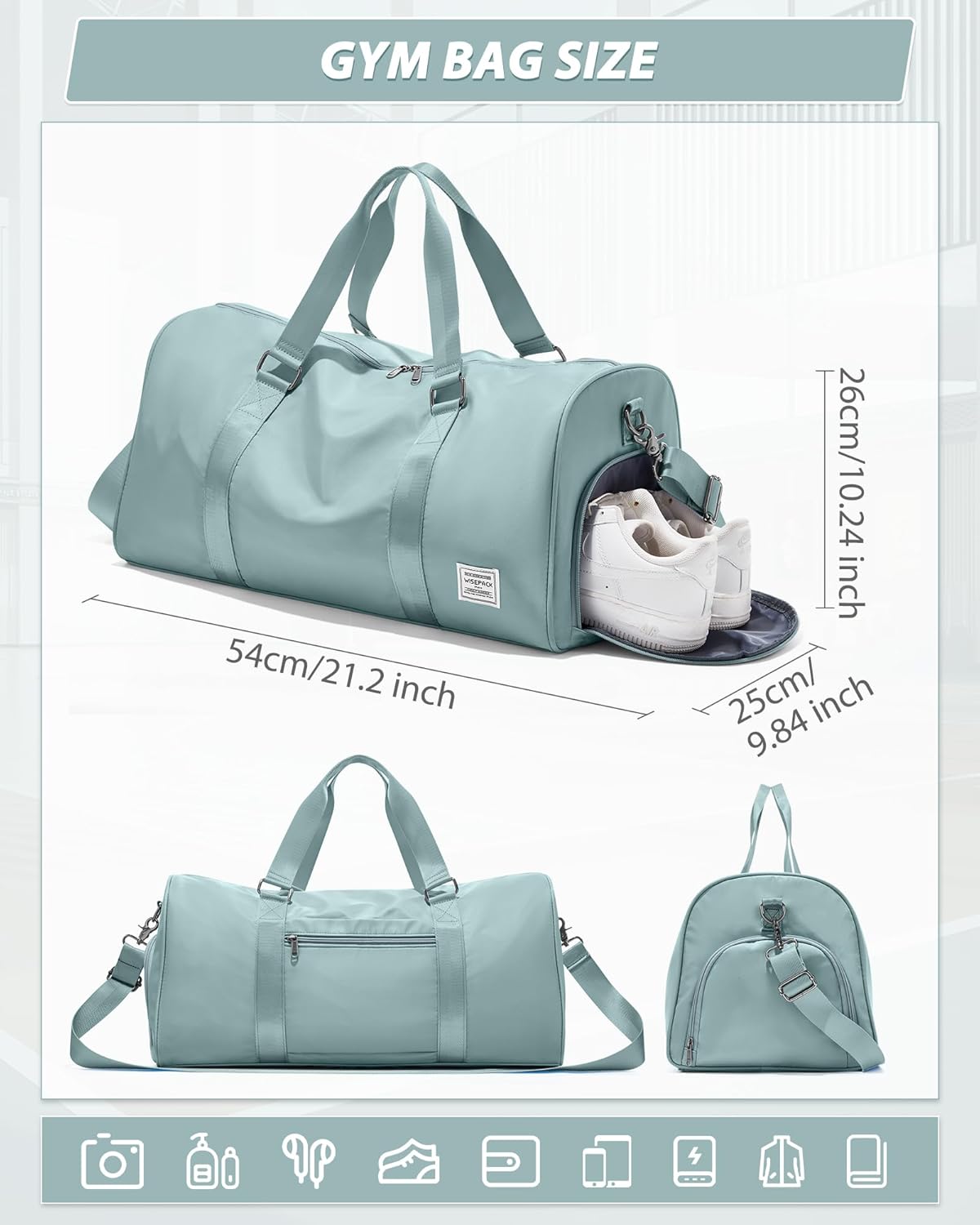 Skiennix Women's Gym Bag - Stylish Travel Duffel Tote for Weekend Getaways | Spacious & Durable