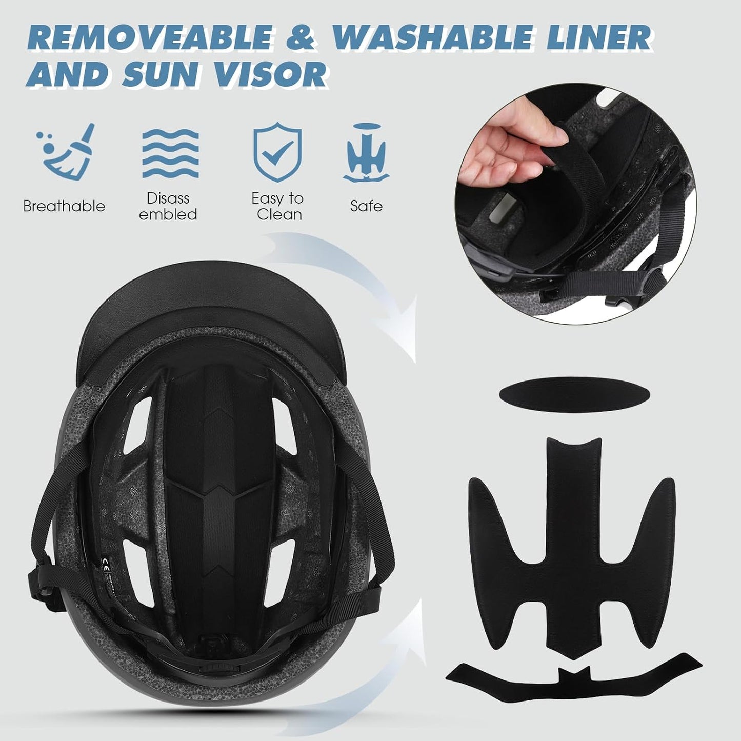 Shinmax Bike Helmet - Adult Cycling Helmet with USB Rechargeable LED Lights for Men & Women