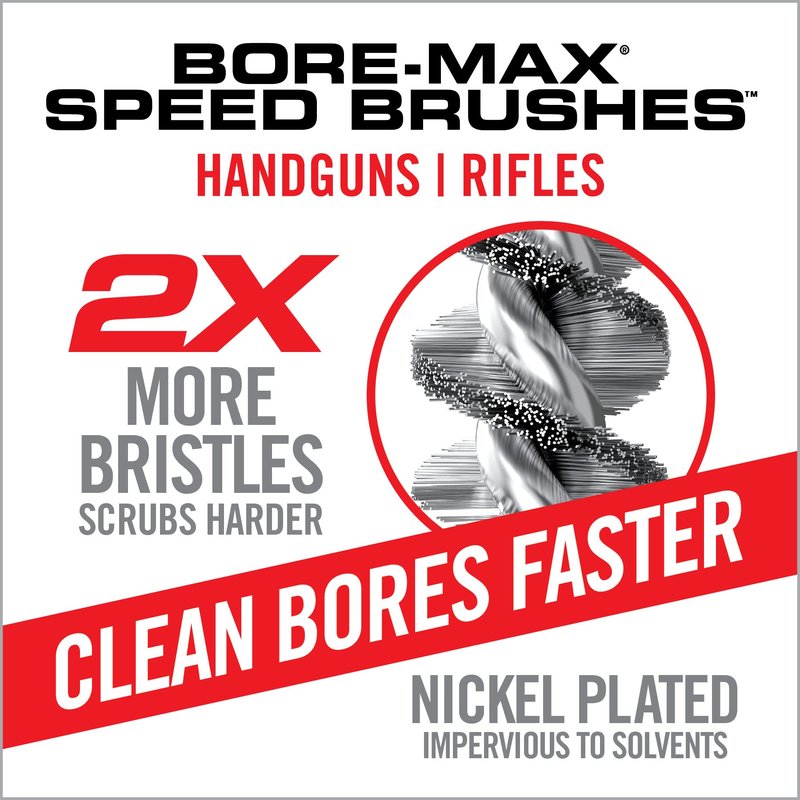 Real Avid Bore Max Speed Brush Multi Cal Pack – 10 Durable Nickel Plated Gun Cleaning Brushes Fits .22 .243 .270 .284 .30 Caliber Rifles and .22 .380 .40 .45 Caliber Handguns with 2X Bristle Density