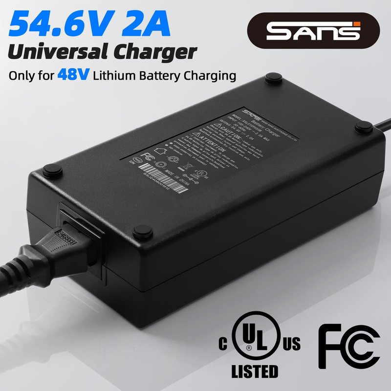 54.6V 2A Charger for 48V eBike Lithium Battery, UL& FCC Certified, Compatible with Lectric XP 1.0/2.0/3.0, Himiway Cruiser, Ride1Up Core-5, Multiple Security Protection 2.1mm DC Plug Power Adapter