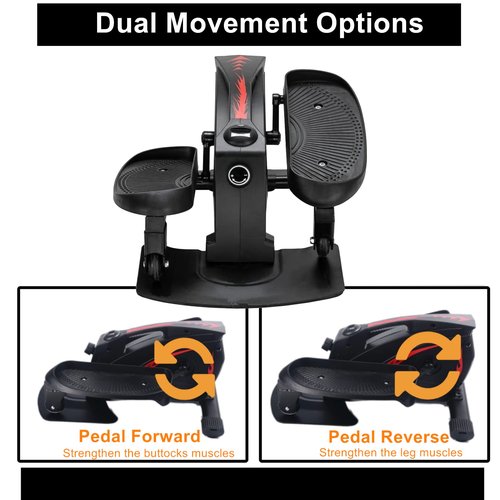 GREARDEN Under Desk Elliptical Machine,Mini Cycle Exercise Bike,Desk Elliptical Machine Trainer with Non-Slip Pedal,Display Monitor and Adjustable Resistance for Home Office Workout (Black)