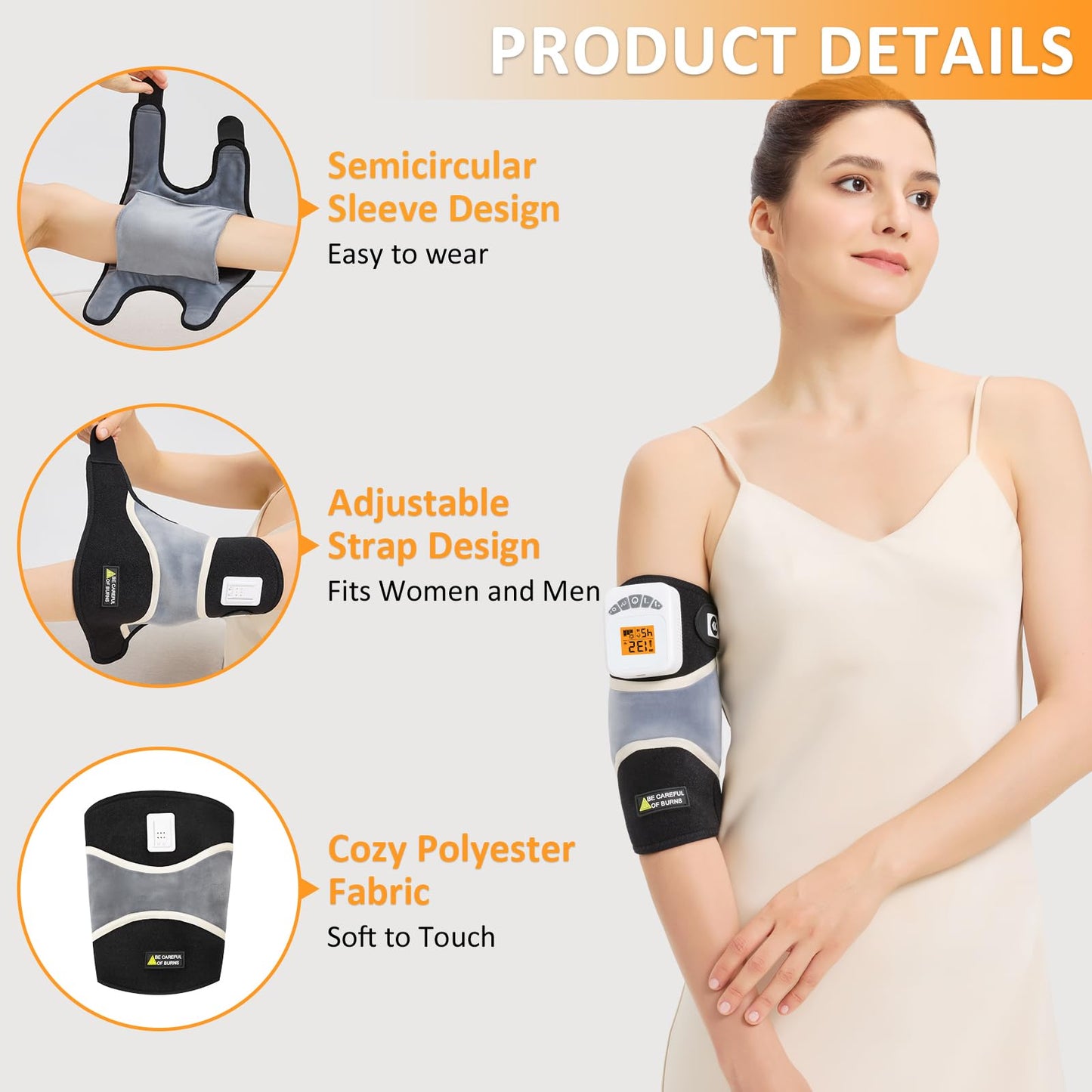 AOKESTE Cordless Elbow Heating Pad for Tendonitis and Tennis Elbow,Vibration Elbow Massage for Pain,Rechargeable 5000mAh Battery Heating Pad for Arm,Heated Elbow Brace for Joint Pain Relief(Low Noise)