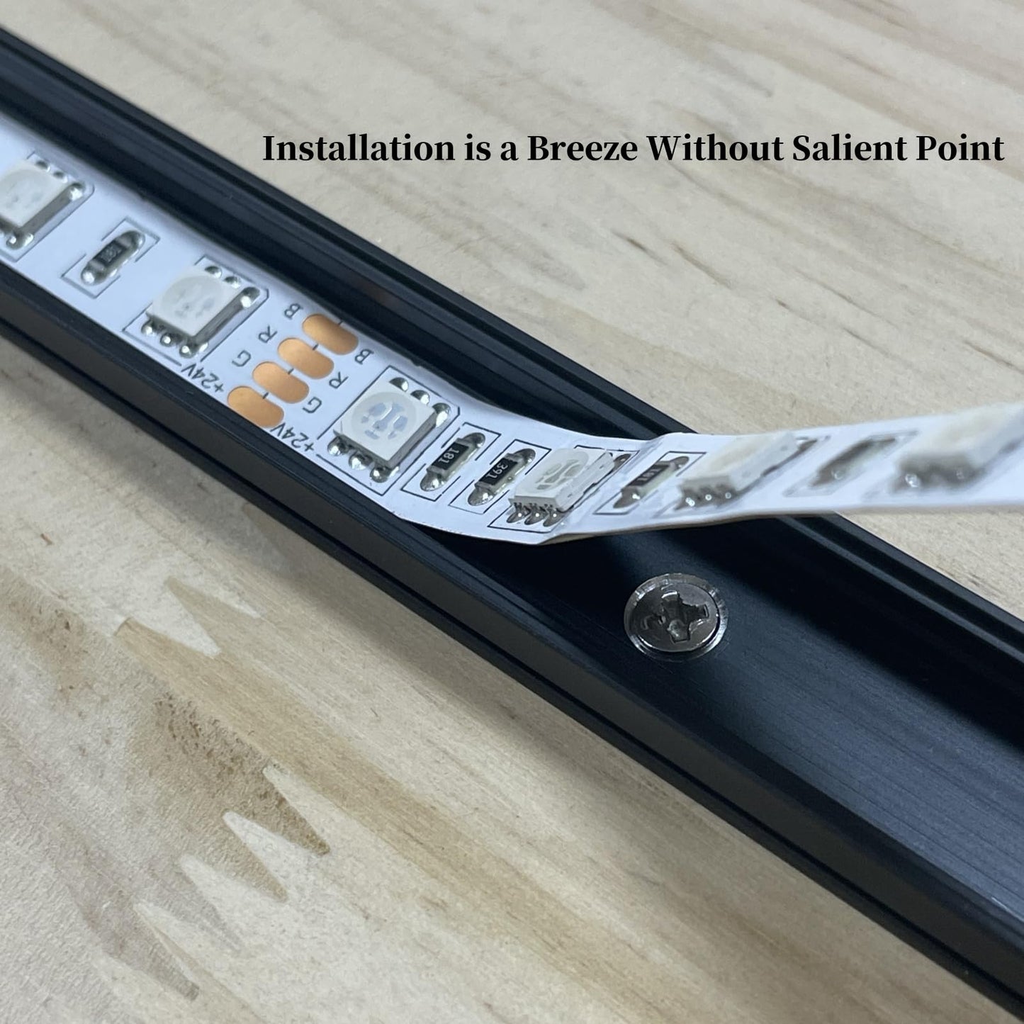 THMOOTHER 10-Pack 6.56FT Pre-Drilled Countersunk Hole LED Strip U Channel Diffuser, Matte Black Flush Mounted Under Cabinet Tape Light Aluminum Low Profile with Milky Cover (10, 6.56FT)