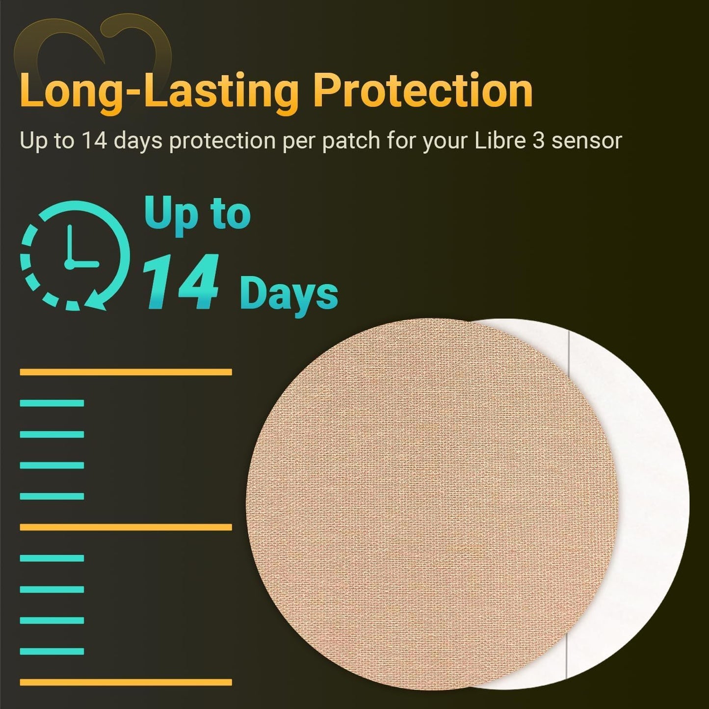 Amolyfe Libre 3 Sensor Covers Waterproof, 20-Pack Amolyfe Freestyle Libre 3 Plus Covers, Bump-Proof with Hard Cap, Waterproof Breathable Medical CGM Adhesive Patches, 14-Day CGM Protection (Tan)