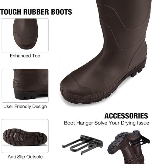 FISHINGSIR Waterproof Fishing Waders for Men & Women - Durable 2-Ply Nylon/PVC Chest Wader with Boots